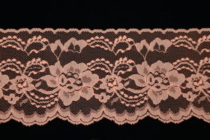 4 Inch Flat Lace, Coral (25 yards) MADE IN USA